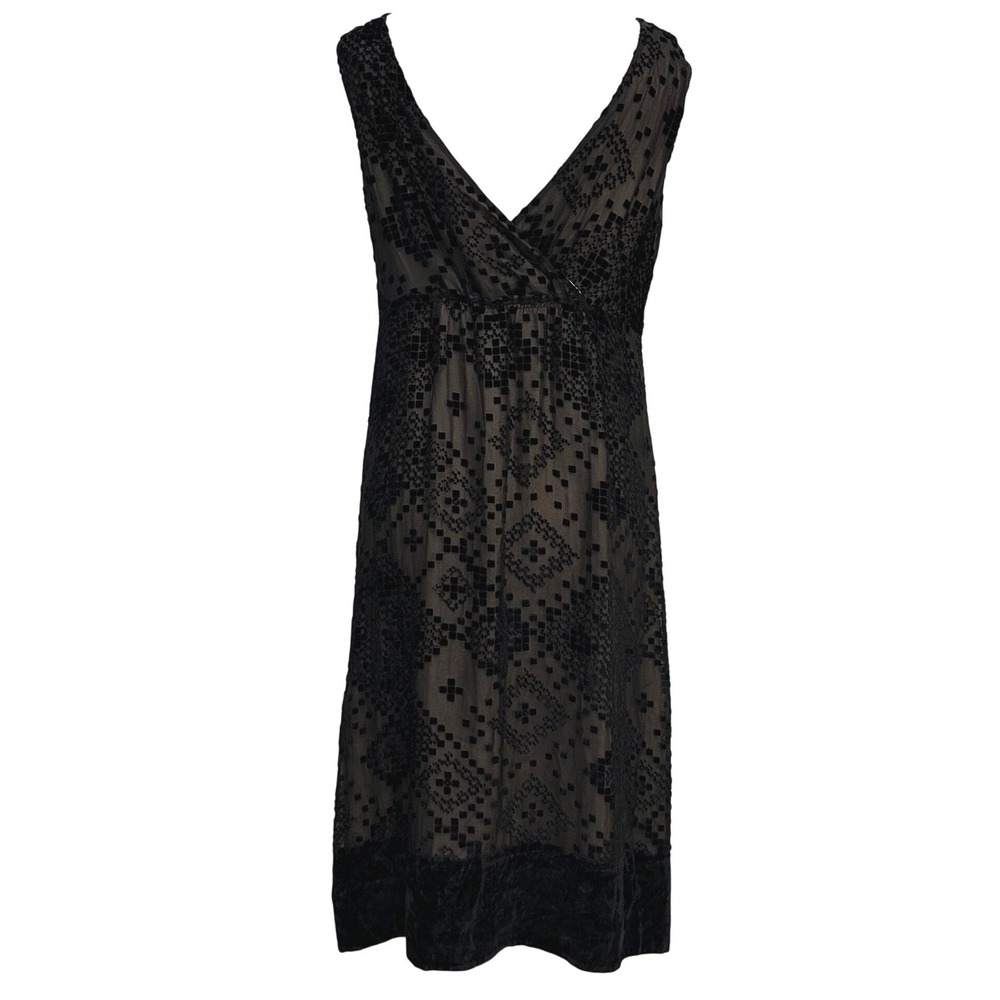 Robin Howe Silk Velvet Burnout Dress Women 12 Black 90s Whimsigoth Grunge Witchy - Picture 4 of 12